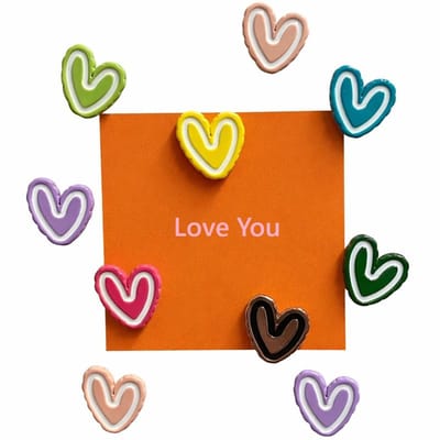TLVX Love You Hartjes Magneten 3D / Leuke Valentijn Koelkastmagneten / HVJ / Foto Magneet Hart / Vrolijke Speel- en Leer Magneetjes kleur / Notitie / Memo / Magneetbord / 9 stuks