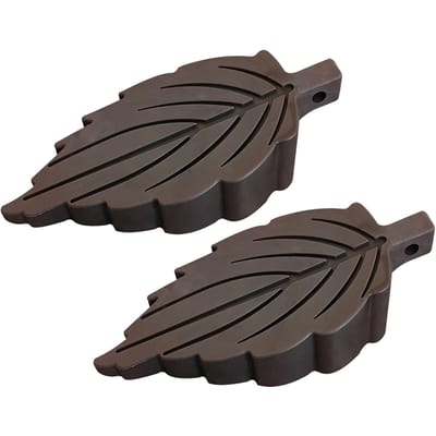 2 Stuks Bladvormige Deurstopper Antislip Heavy Duty Deurstopper Wig Geen Boor Installatie voor Huis bruin
