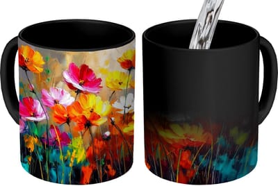 Magische Mok - Foto op Warmte Mokken - Koffiemok - Felgekleurd - Bloemblaadjes - Abstract - Magic Mok - Beker - 350 ML - Theemok