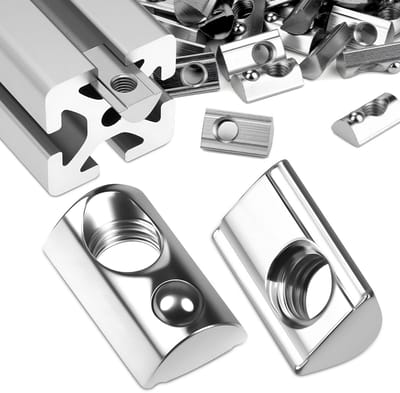 Moeren M6 groef 8 T moeren schroeven 30-serie M6 aluminiumprofiel 30x30 vernikkelde koolstofstaal glijmoer met veerkogel voor aluminium C-profiel 3D-printer CNC Europanorm (zilver)