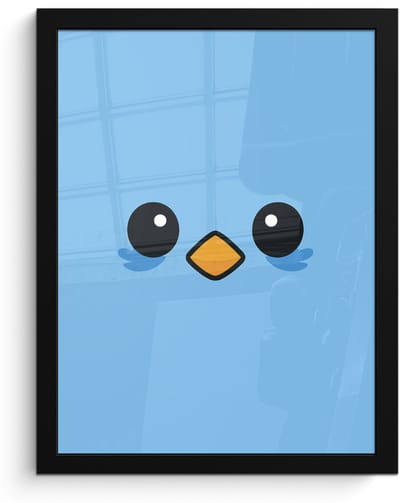 Poster in lijst - Fotolijst 30x40 cm - Posters - Vogel - Blauw - Eenvoudig - Posterlijst zwart - Decoratie - Wanddecoratie woonkamer - Muurdecoratie slaapkamer