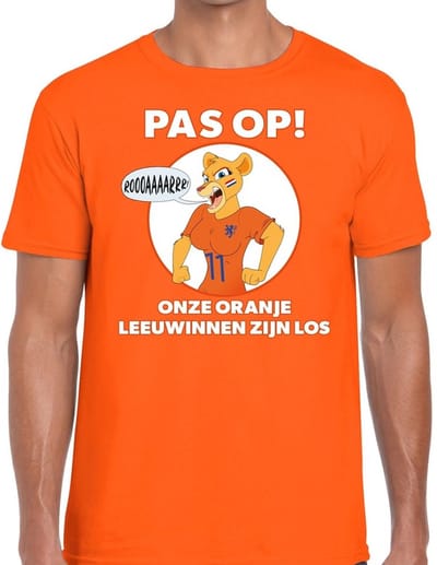 Nederland supporter t-shirt dameselftal Leeuwinnen zijn los oranje heren - landen kleding S