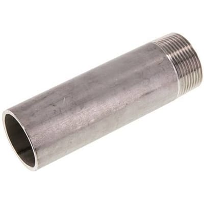 R 1 1/4'' Buitendraad x 42.4mm RVS Pijpnippel met Las uiteinde 20 Bar DIN 2982 - 130mm - FL2S-MS-ST-114R-42P4-130L