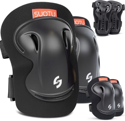 Suotu Skate Beschermset Kinderen - Skate bescherming - Skeeler Beschermset - Zwart - M