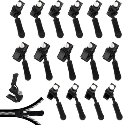 Clip-on ritssluitingen, 15 stuks, universele afneembare ritssluiting voor kleding, tenten en speelgoed, ideaal voor reparatie en vervanging