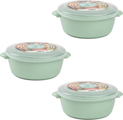 Plasticforte Magnetronschaal met deksel/ventiel - 3x - 1,5L - lichtgroen - kunststof - BPA vrij