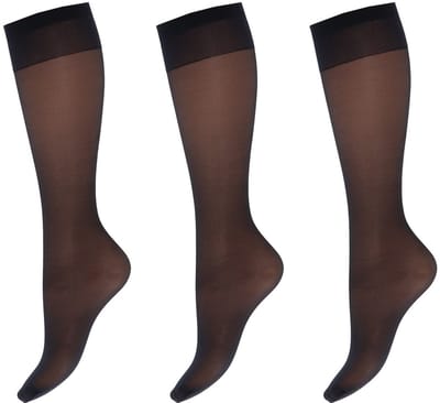 Marianne - Dames Kneehighs Satin Sheers Panty - 15Den - 3-Pack - Maat One Size - Marine