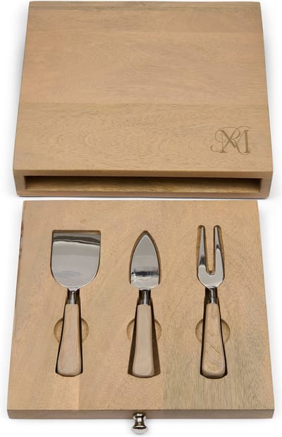 Riviera Maison Borrelplank Naturel - Cheese Board Kaasplank Messen - Hout - (LxBxH) 28x28x5