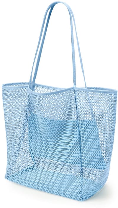COOAU - Strandtas van nylonmateriaal - Blauw - Casual hobo-tas voor dames - Grote Opvouwbare Schoudertas tote bag voor het Strand - Maximaal 23 liter - Schoudertas voor strand, picknick en vakantie