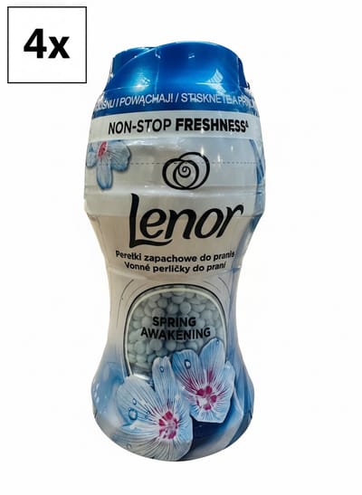 (4x) Lenor Geurbooster Spring Awakening – Frisse Wasgeurkorrels – Langdurige Frisheid – Natuurlijke & Schone Geur – 10 x 4 Wasbeurten – 140 g x 4