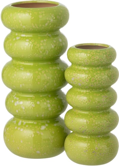 J-Line vaas Ringen - polyresin - porselein/groen - large