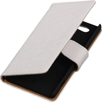 Sony Xperia Z4 Compact Croco Bookstyle Wallet Hoesje Wit - Cover Case Hoes