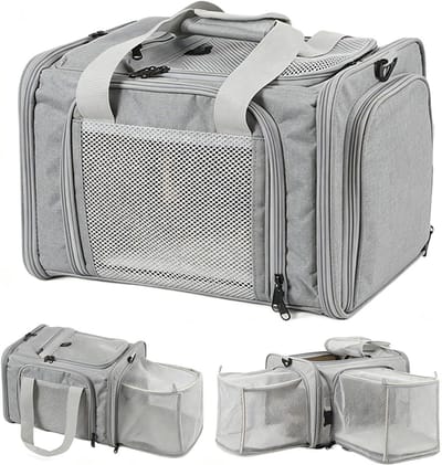 Dieren Reismand - Draagbare Tas - Veilig Vervoer - Luchtvaart Goedgekeurd - 35x28x24 cm - Grijs