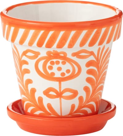 J-Line bloempot Granada Handmade + Painted - keramiek - oranje - small - Ø 21 cm