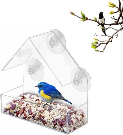 Vogelvoederhuisje raam - Vogelhuisjes - Doorzichtig met Zuignap - Vogels spotten - Vogel Voeder Huisje voor aan het Raam - Transparant