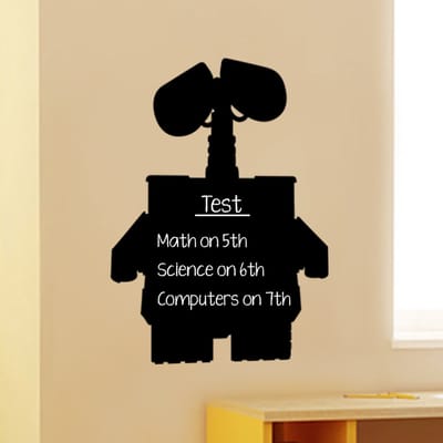 Schoolbordsticker - uitwisbare zelfklevende muurstickers - ROBOT SILHOUETTE - 95x65cm