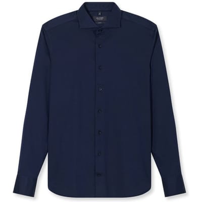 OLYMP Signature Casual Overhemd, Tailored Fit, Cutaway, Marineblauw