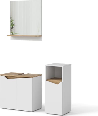 Vicco Marelle Badkamermeubelset – 3 delen, met midi-element Wit