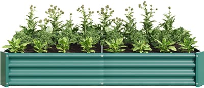 Metalen Moestuinbak - Verhoogde Plantenbak - Stalen Kweekbak - Groentebak - Roestvrij - Stevig - Veilig - Open Bodem - Tuin - 180x90x30 cm - Kweken - Antraciet