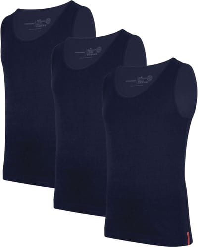 Undiemeister Onderhemd Heren - Tanktop - 3-Pack - Storm Cloud (Donker blauw) - Mellowood Tencel - Ronde Hals - Slim fit - Maat S