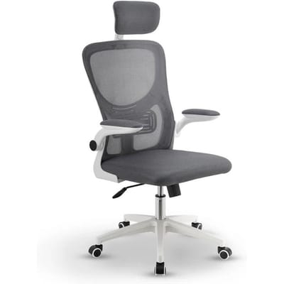 Juskys Ergonomische Bureaustoel - Baltimore - Wit / Grijs