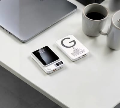 Powerbank 10000 mAh-Draagbare 10000mAh Powerbank, Ultradunne Magnetische Draadloze Oplading, 22.5W Super Snel Opladen,LED Digitaal Display-Wit