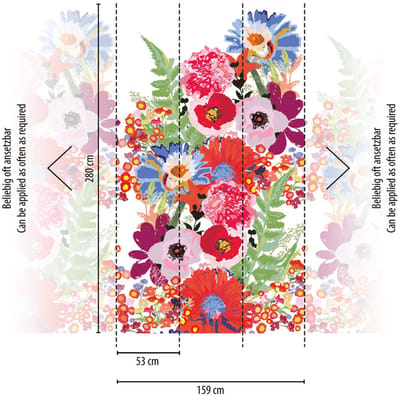 GESCHILDERDE BLOEMEN FOTOBEHANG | Abstract - Wit Rood Lila Groen - Livingwalls The Wall II
