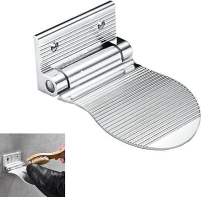 Voetpedaal voor badkamerdouche - Opvouwbaar voetpedaal - Antislip voetpedaal - Materiaal aluminium - Met schroeven en expansiebuizen - Geschikt voor mensen met beperkte beenmobiliteit of moeite met bukken - Zilver