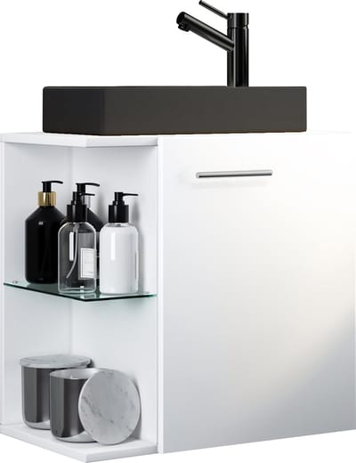 2-delige badkamermeubelset gastentoilet gastentoilet wastafel klein smal Hausa-BL