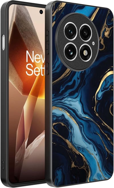 Smartphonica Telefoonhoesje Geschikt voor OnePlus 13 met marmer opdruk - TPU backcover case gold blue marble design - Goud Blauw geschikt voor OnePlus 13