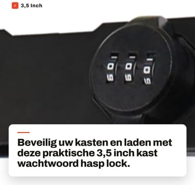 Dailygoods- Hasp Lock 3-cijferige Combinatie - Vergrendeling - Draaiknop - Privacy Locker - Compact - Eenvoudige Installatie - Deurslot