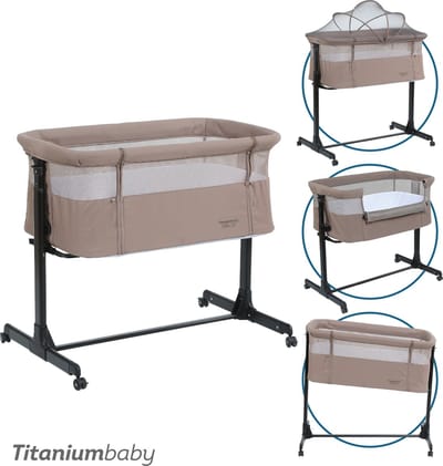 Titaniumbaby Co-Sleeper Solid Milan Lush Taupe | Dichterbij dan ooit |Slaap in stijl met onze nieuwe co-sleeper