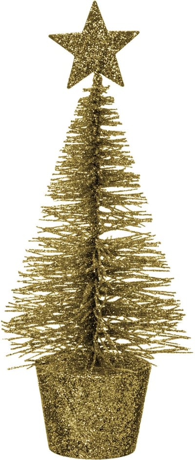 JJA - Gouden Kerstboom decoratie om neer te zetten 14 cm van glittermetaal