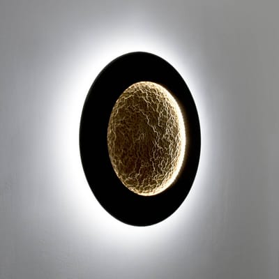 Holländer LED wandlamp Luna Piena, bruin-zwart/goud, Ø 80 cm