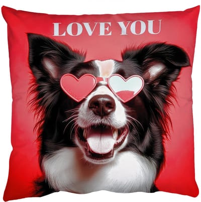 Sierkussens - Kussentjes Woonkamer - 50x50 cm - Hond - Hartjesbril - Loveyou - Rood