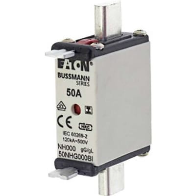 Eaton 50NHG000BI NH-zekering Met mechanische beveiligingsweergave Geschikt voor Zekeringsgrootte 000-4 Afmeting zekering : 000 50 A 500 V 3 stuk(s)