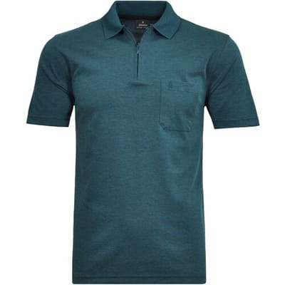 Ragman Uni Easy Care Zipper Poloshirt Pima Cotton Mix Donker Blauwgroen / male