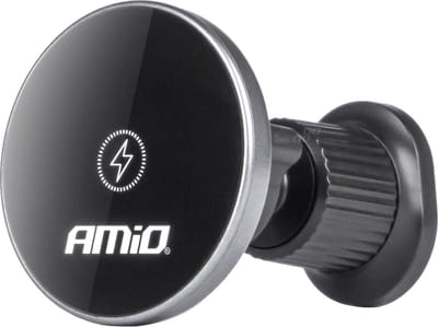 AMiO Magnetische Telefoonhouder voor Ventilatierooster met 15W Qi Draadloze Oplader en MagSafe - 360° Verstelbaar zwart