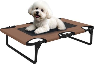 PawHut-Erhöhtes Hundebett-Polyester, Stahl-75L x 51B x 18H cm-Kaffee