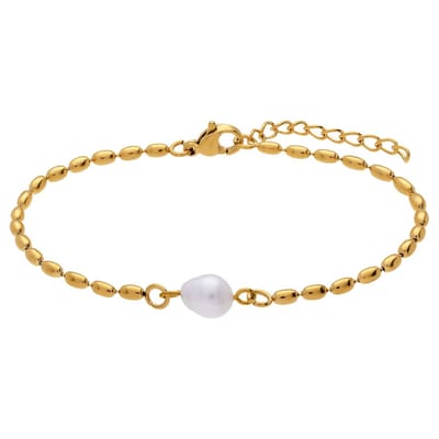Lucardi - Dames Stainless steel goldplated armband parel - Armband - Staal - Goudkleurig - 19 cm