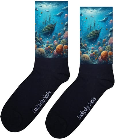LuckyDay Socks - Gezonken schip sokken - Verjaardag cadeau vrouw en man - Vrolijke sokken - Valentijns cadeau - Kerst sokken - Grappige sokken - Leuke dames en heren sokken - Moederdag - Vaderdag - Socks maken Happy - Maat 37-44