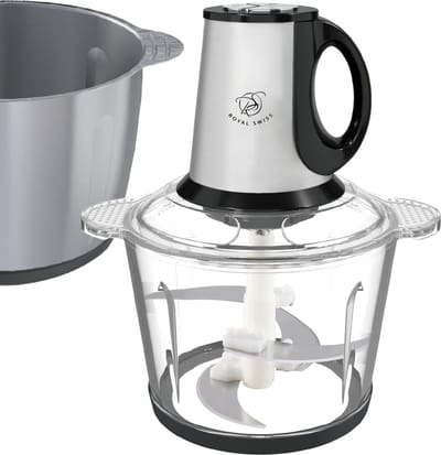 Royal Swiss® Hakmolen 3L – 400W – Elektrische Groente & Vleesmolen – 3 Snelheden – RVS Messen – Inclusief Accessoires – Oververhittingsbeveiliging