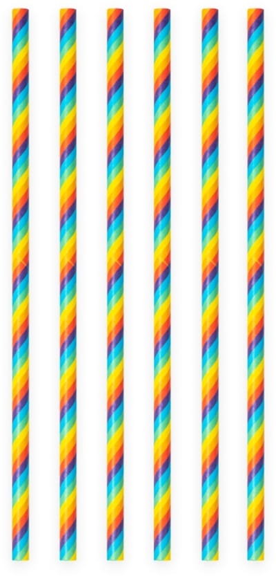 40 Papieren Rietjes Regenboog (Rainbow) - 6mm x 197mm - Set van 2 Pakjes (40 stuks) - Vrolijke feestversiering, kinderfeestje & verjaardag