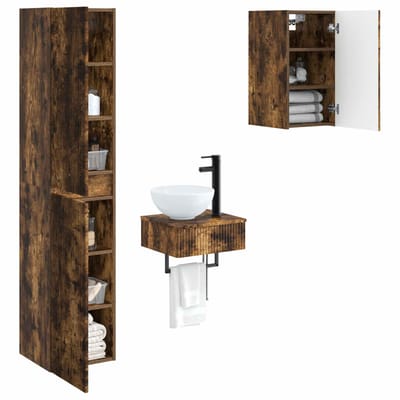 vidaXL - Badkamermeubel - Set - 3 - st - Gerookt - eiken - 33 - x - 34,5 - x - 160 - cm