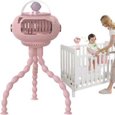 Ventilator Kinderwagen - Persoonlijke Koeler - Onderweg Koelen - Flexibele Octopus Poot - 27.6 cm - Roze