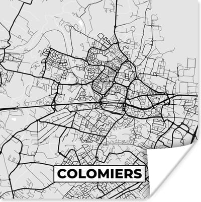 Poster Frankrijk - Colomiers - Stadskaart - Plattegrond - Kaart - 100x100 cm XXL