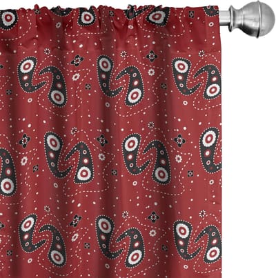 ABAKUHAUS 2-delige set voorhangen – gebloemd Ruby & wit, 75x245 cm