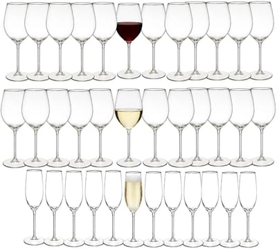 5Five Set 36x wijnglazen en champagneglazen Lina - 210 / 410 / 540 ml - van glas - Wijnglazen - Champagne glazen