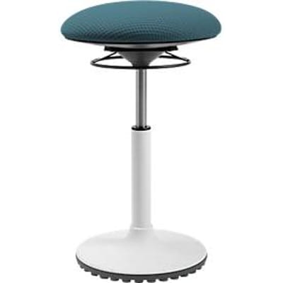 Topstar BBT-Coach zit-/stastoel, draaibare zitting, onderstel van thermoplastisch polyurethaan (TPU), zithoogte 520-720 mm, petrolblauw/wit