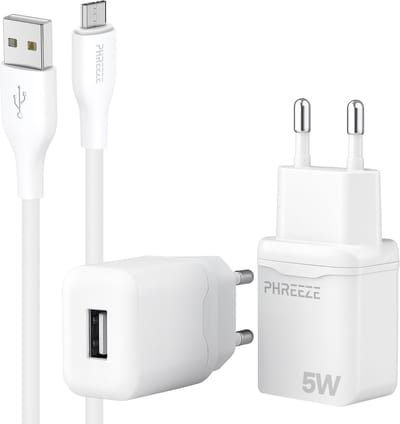 Phreeze usb adapter 5w - Usb naar micro usb kabel - 1 meter - Gecertificeerde oplader voor accessoires en camera